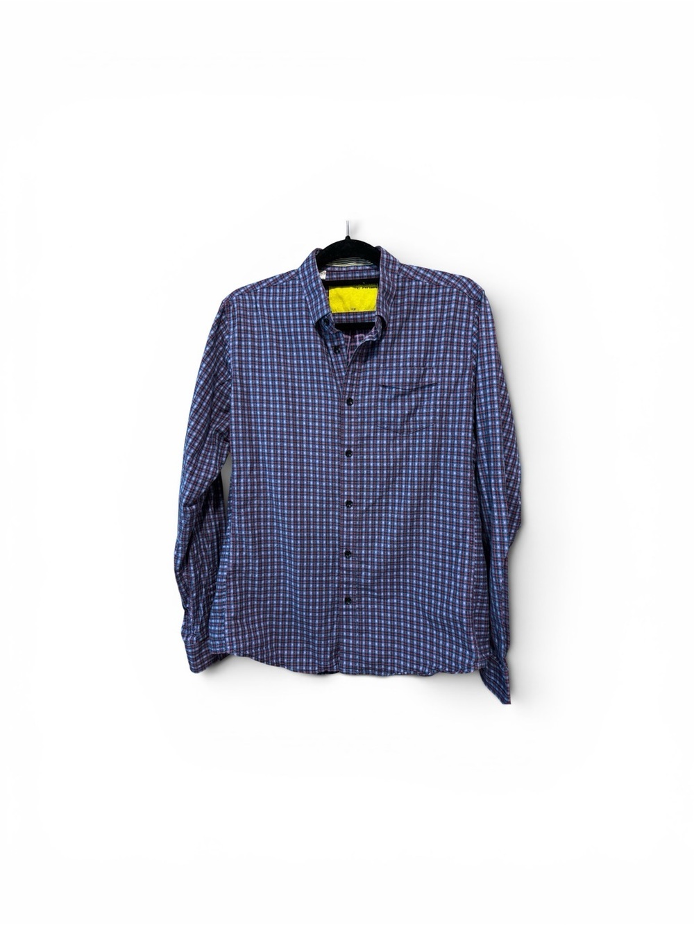 Classic Blue Plaid Long-Sleeve Button-Down Shirt